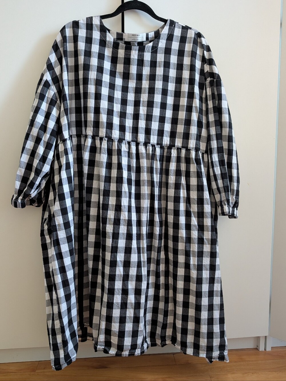 Red Sky Black Gingham Oversized Dress